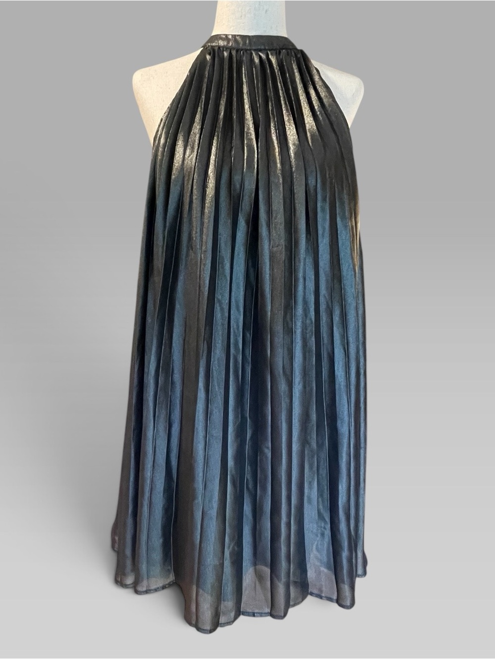 NWT Calvin Klein Metallic Pleated Halter Top Mini Dress 14